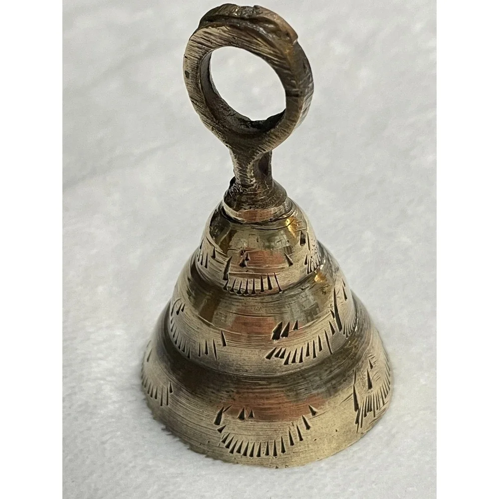Antique Hand Carved Solid BrassBell Made in India missing clapper from inside